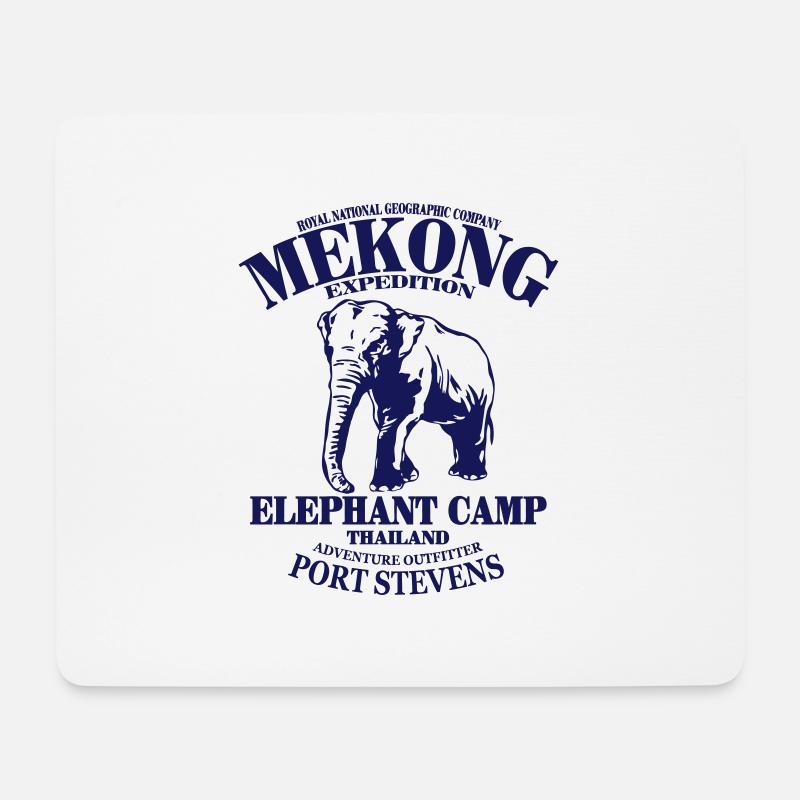 Elefant - Elephant - Mekong - Mousepad (Querformat) - Weiß
