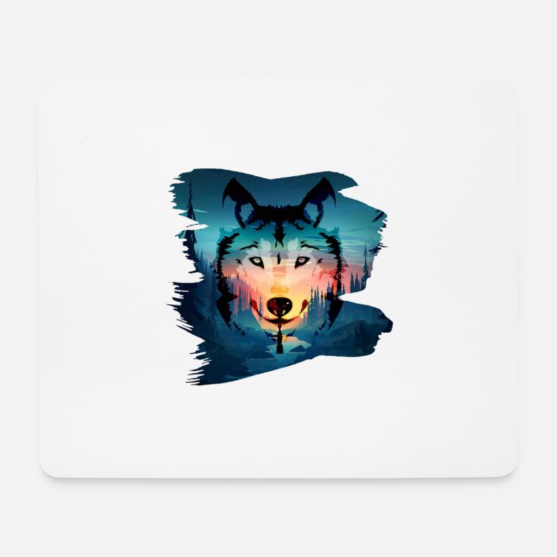 Wolf - Mousepad (Querformat) - Weiß