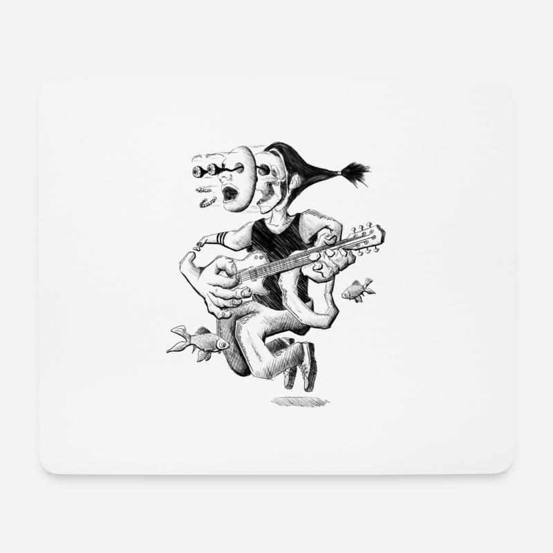Badass Guitar Player Design - Mousepad (Querformat) - Weiß