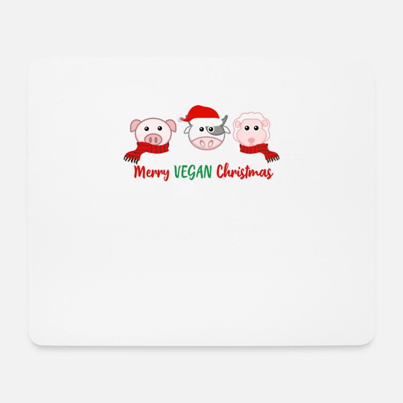 Frohe vegane Weihnachten - Mousepad (Querformat) - Weiß