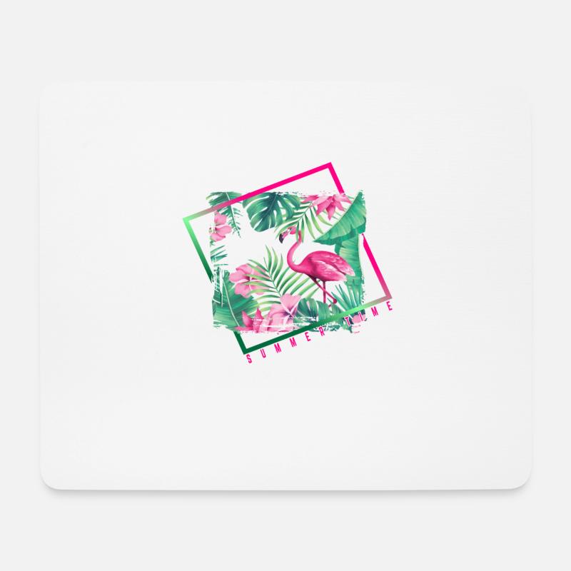 Summertime Sun Beach Flamingo Tropical - Mousepad (Querformat) - Weiß