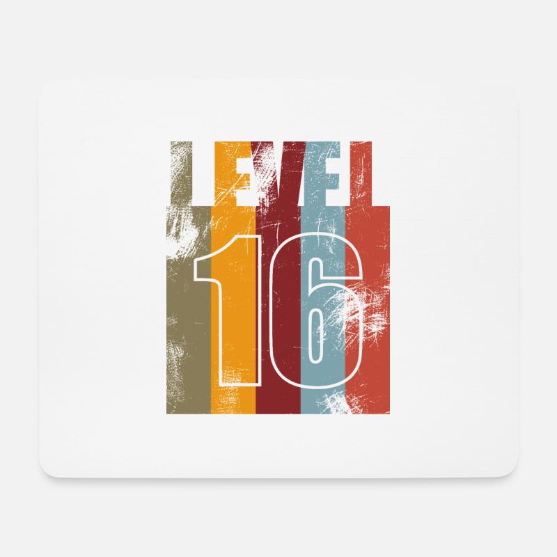 Level 16. Geburtstag Vintag Gamer - Mousepad (Querformat) - Weiß