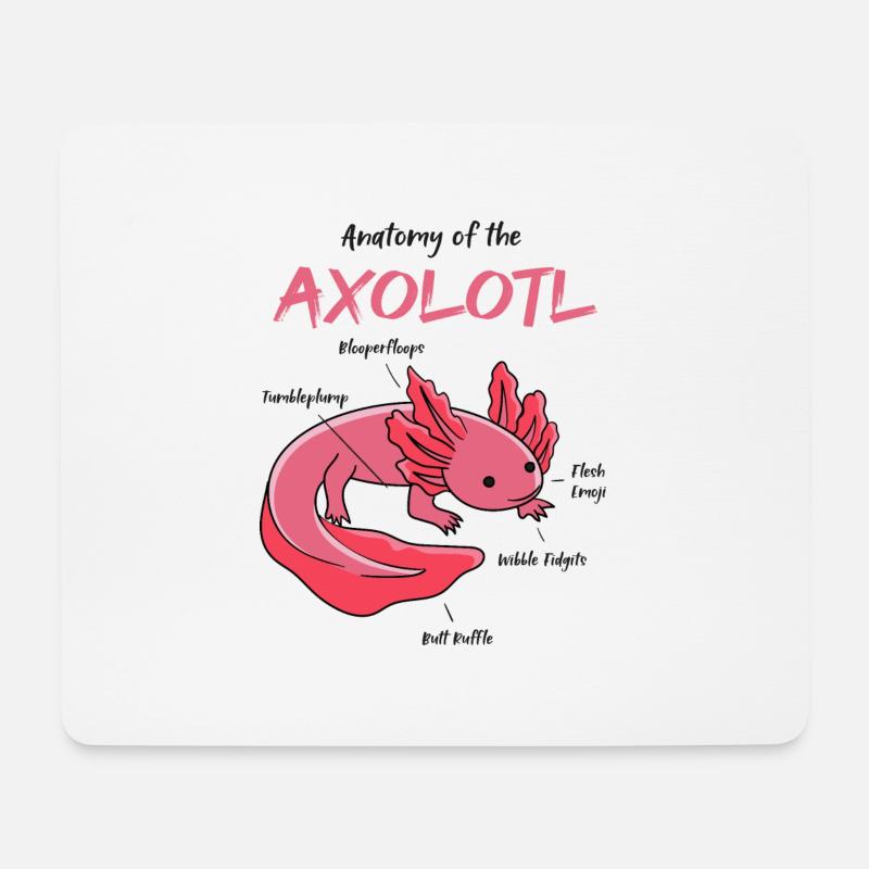 Axolotl Anatomie - Mousepad (Querformat) - Weiß