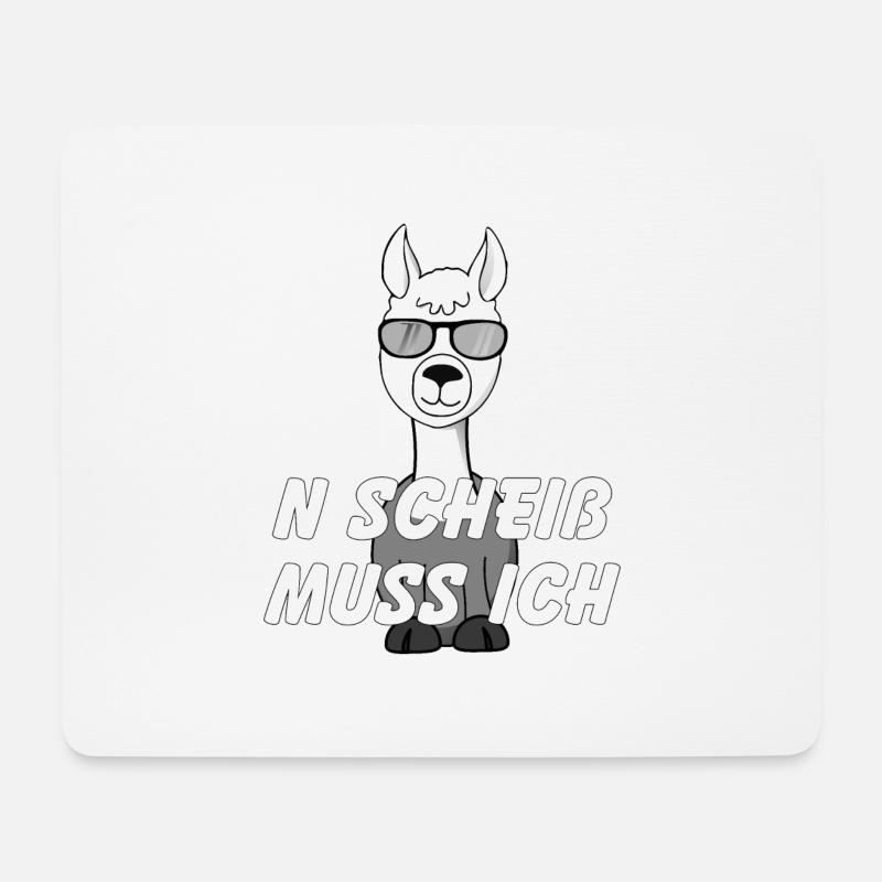 N Scheiß muss ich Lama - Mousepad (Querformat) - Weiß