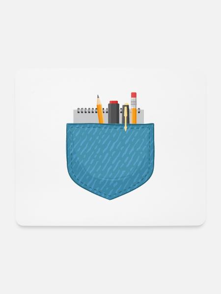 Tasche gefüllt mit Notizbuch, Stift und Bleistiften - Mousepad (Querformat) - Weiß
