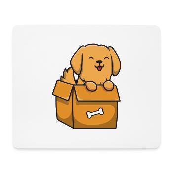 Sweet Golden Retriever in a Cardboard Box - Mouse Pad (horizontal) - white - Front