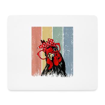 Süßes Mädchen Huhn mit Bandana Stirnband Brille - Mousepad (Querformat) - Weiß - Vorne