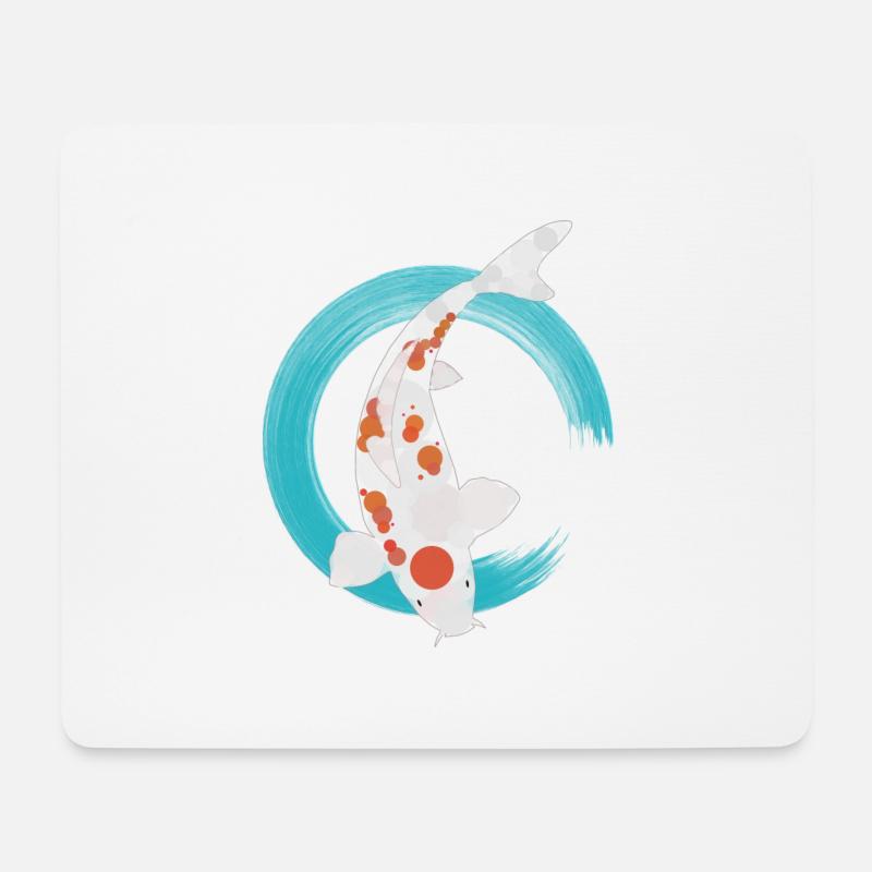 Stylish koy carp in the water ring - Mouse Pad (horizontal) - white