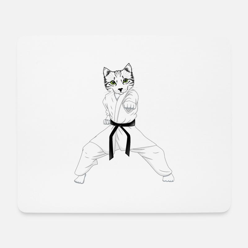 Katze Karate Kampfkunst Taekwondo - Mousepad (Querformat) - Weiß