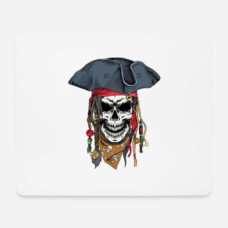 Piraten-Schädel - Mousepad (Querformat) - Weiß
