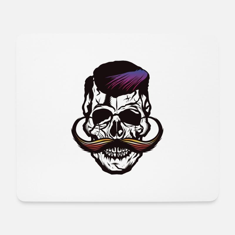 skull skull mustache mustache mustache hipster - Mouse Pad (horizontal) - white