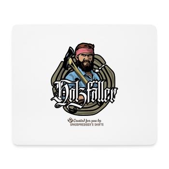 Holzfäller mit Axt vor Baumscheibe - Mousepad (Querformat) - Weiß - Vorne