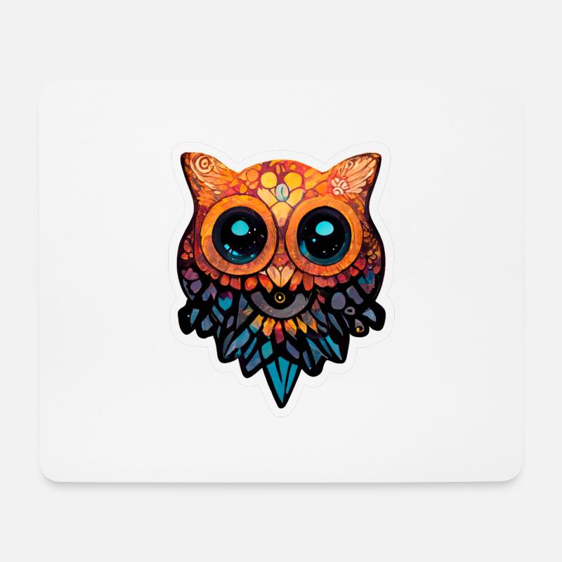 Eule - Mousepad (Querformat) - Weiß