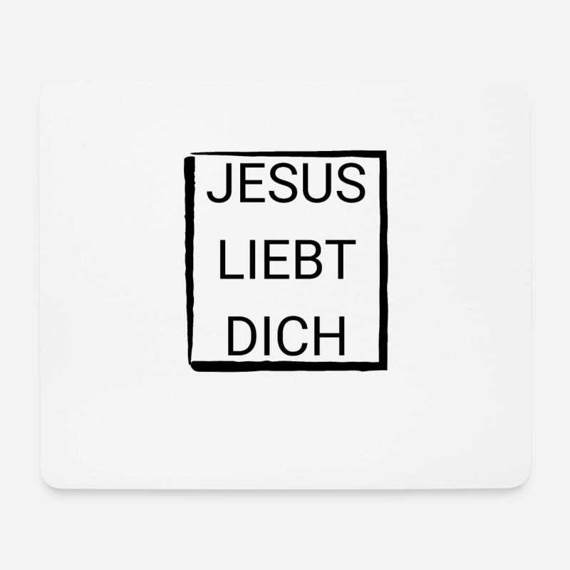 Jesus Liebt Dich Religion Glaube Gott Kirche Gebet - Mousepad (Querformat) - Weiß