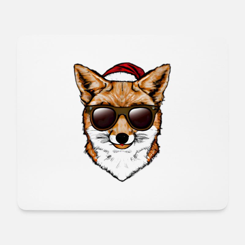 Weihnachten Christmas Fuchs mit Sonnenbrille - Mousepad (Querformat) - Weiß