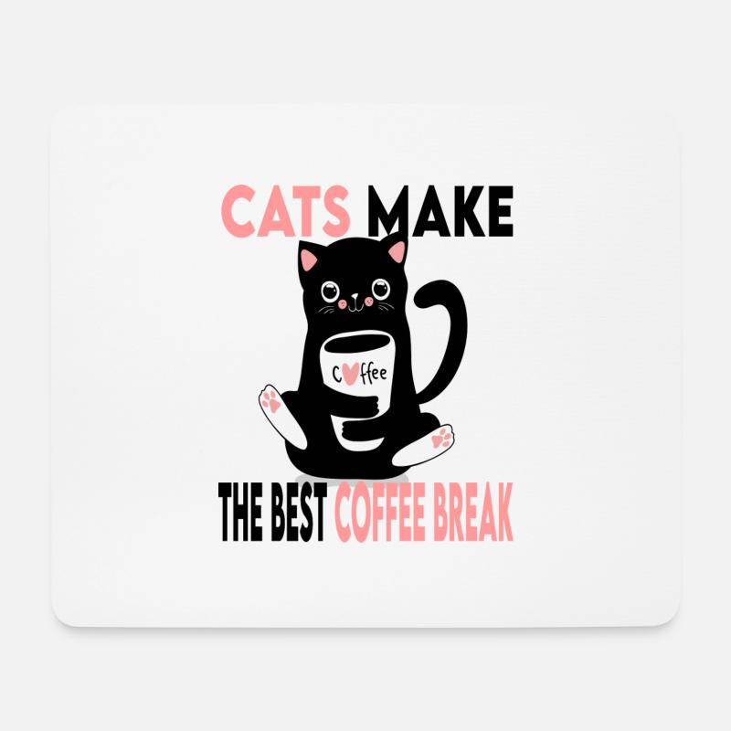 Katzen machen die beste Kaffeepause - Mousepad (Querformat) - Weiß