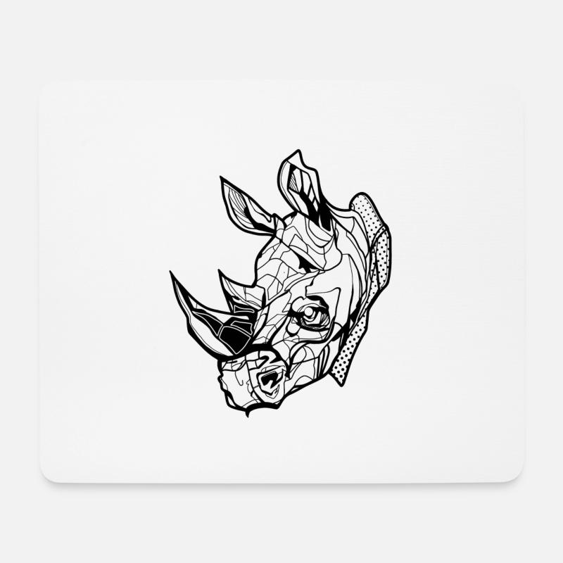 Nashorn // Ilustration // Dickhäuter - Mousepad (Querformat) - Weiß