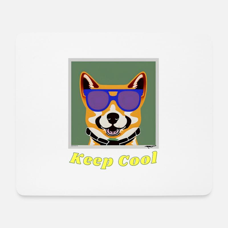 Shiba Inu mit Sonnenbrille bewahrt kühlen Kopf - Mousepad (Querformat) - Weiß