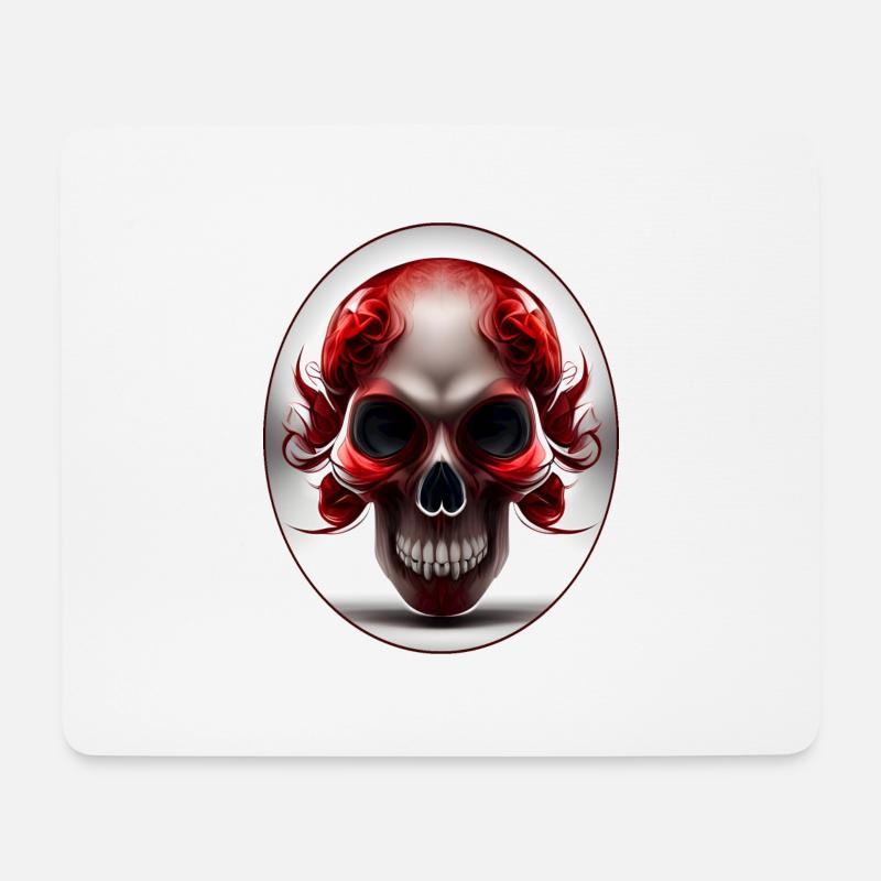 Darkside Design - Schädel Kunst 3 - Mousepad (Querformat) - Weiß