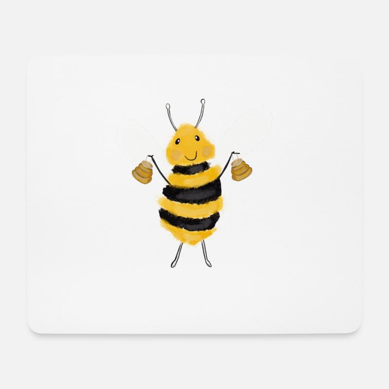 Glückliche Honig Biene - Mousepad (Querformat) - Weiß