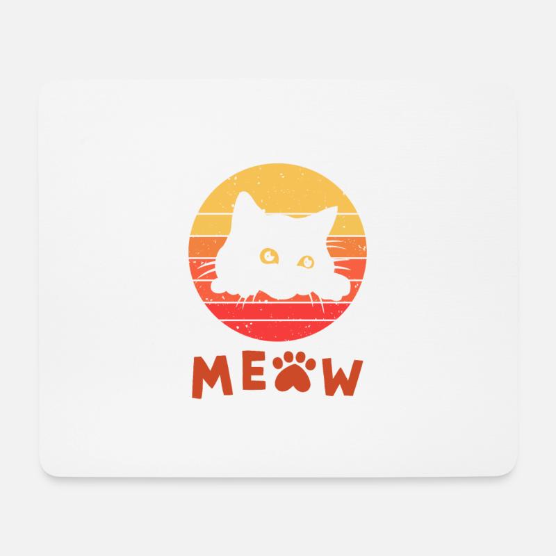Retro Schwarze Katze 1 - Mousepad (Querformat) - Weiß