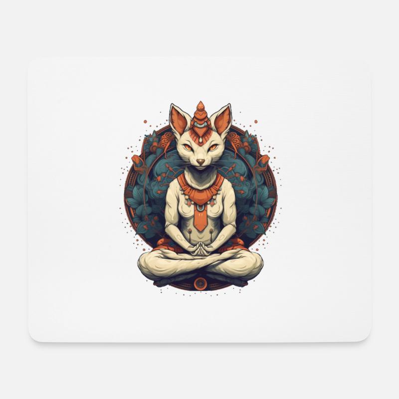 Yoga Katze - Mousepad (Querformat) - Weiß