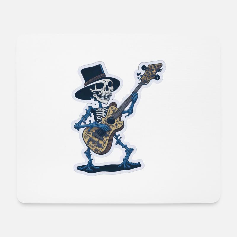 Cooles Skelett mit Gitarre Lustig - Mousepad (Querformat) - Weiß