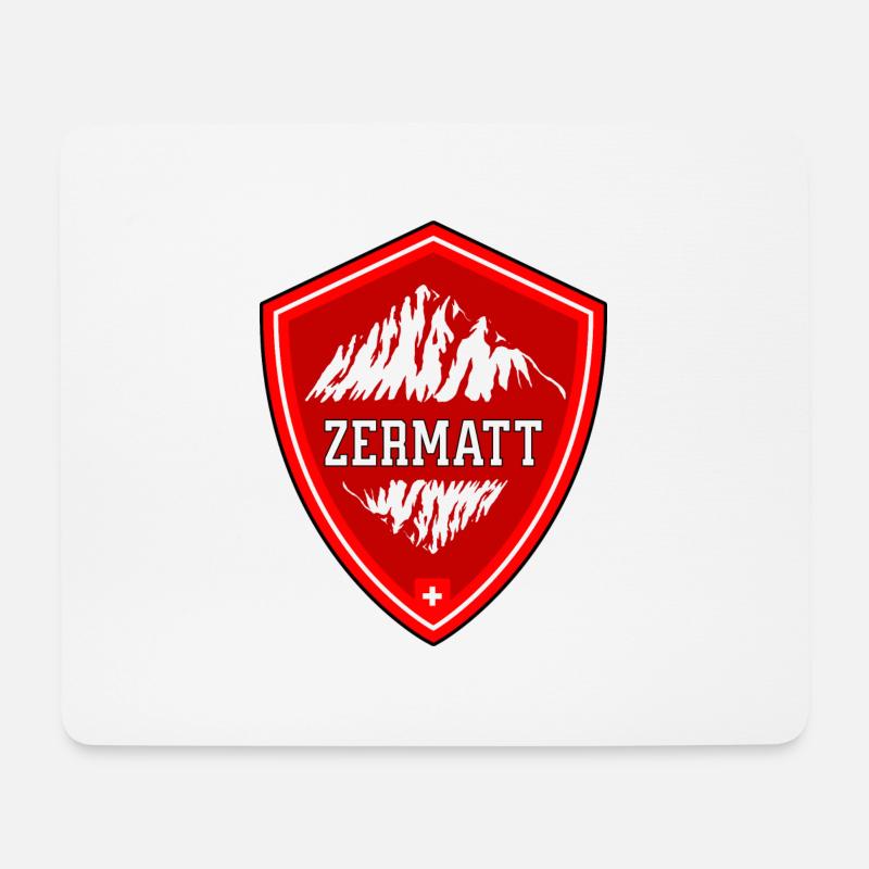 Zermatt Schweiz Flagge Berge - Mousepad (Querformat) - Weiß