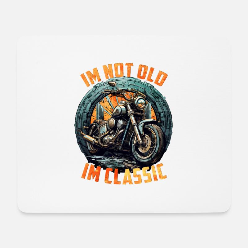 Im not Old Im classic vintage Chopper Motorcycle - Mousepad (Querformat) - Weiß