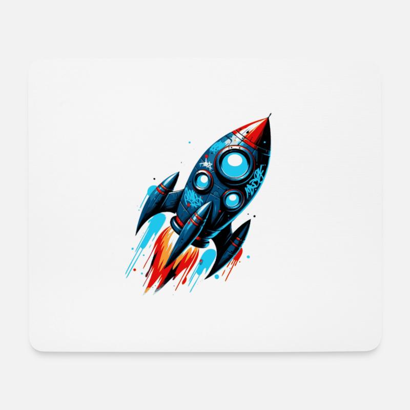 Raketenmann Raketenstart - Mousepad (Querformat) - Weiß