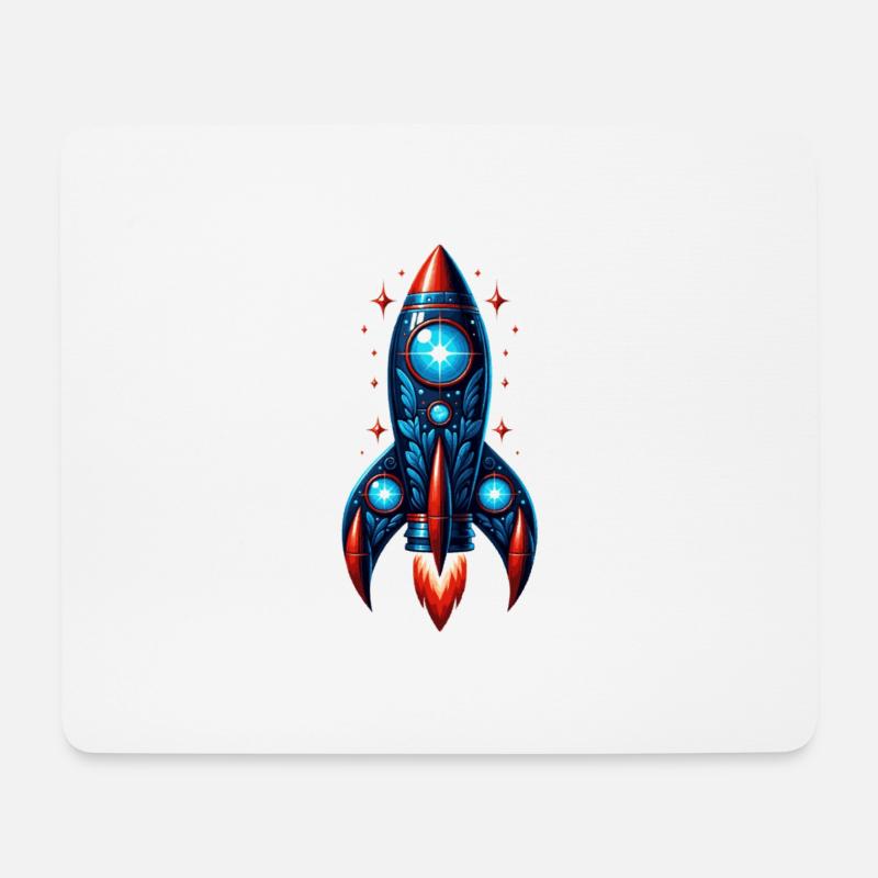 Raketenmann im Weltall - Mousepad (Querformat) - Weiß