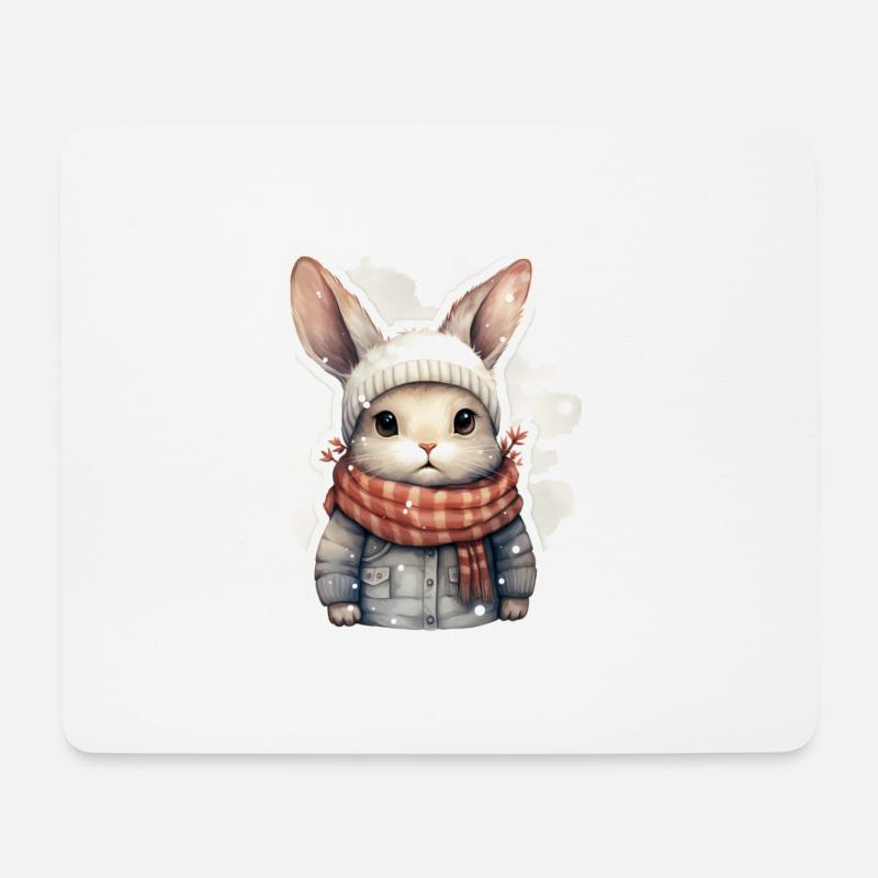 Hasen Fellnase im Winter - Mousepad (Querformat) - Weiß