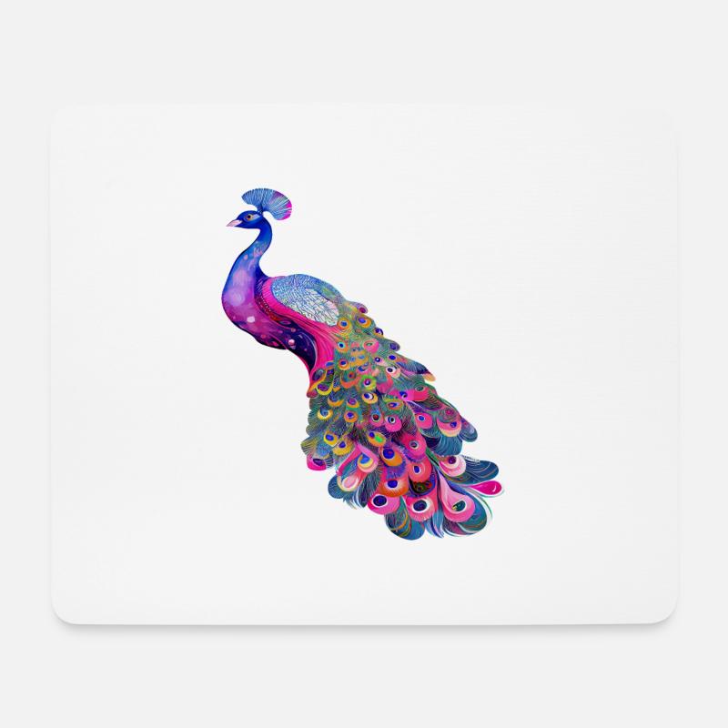 pfauenvogel bunt schöne fantasie bunt - Mousepad (Querformat) - Weiß