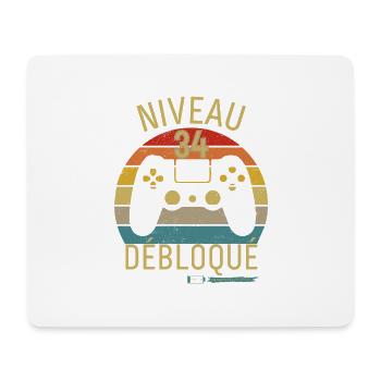 Niveau 34 Débloqué - Tapis de souris (format paysage) - blanc - Devant