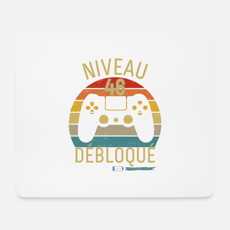 Niveau 46 Débloqué - Tapis de souris (format paysage) - blanc