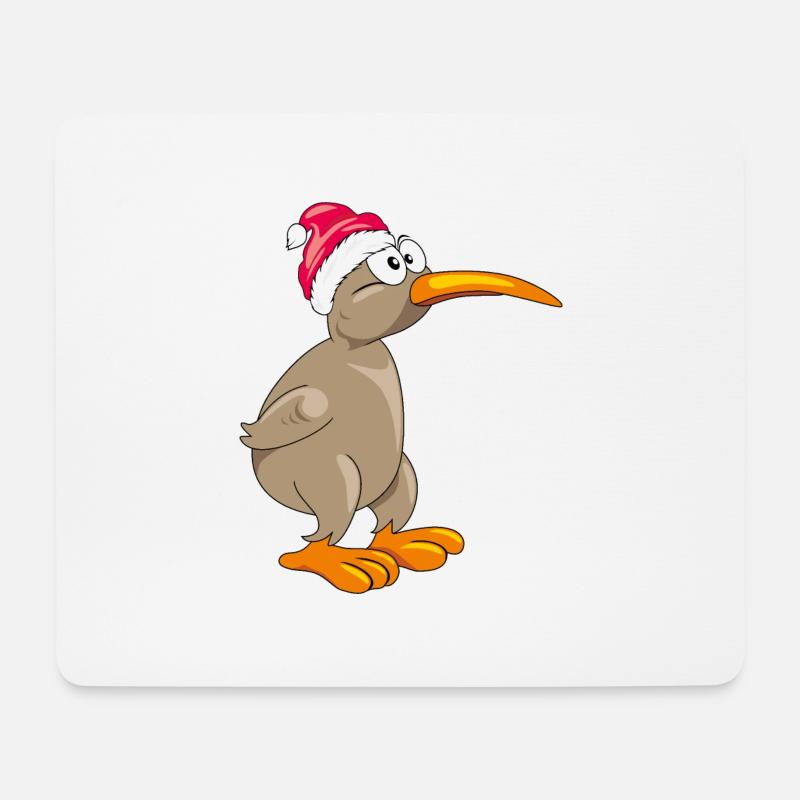 Kiwi-Vogel mit Weihnachtsmütze - Mousepad (Querformat) - Weiß