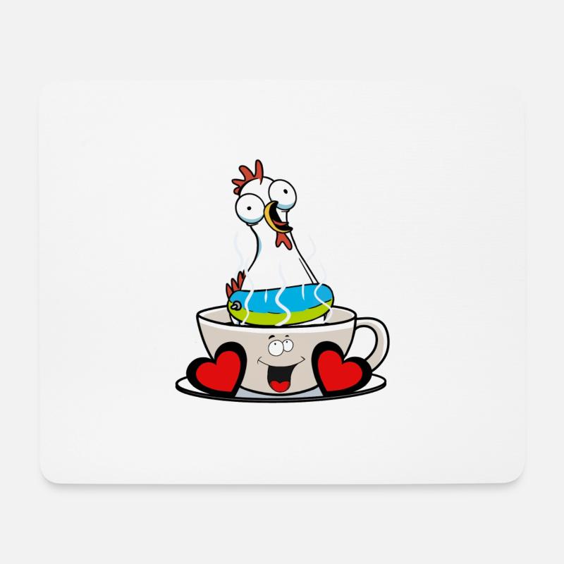 Kaffee Pause Tasse Huhn Morgenmuffel - Mousepad (Querformat) - Weiß