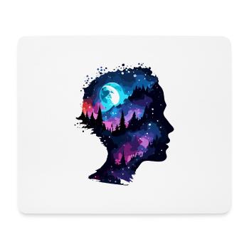 Silhouette / Wald / Porträt / Bäume / Person - Mousepad (Querformat) - Weiß - Vorne