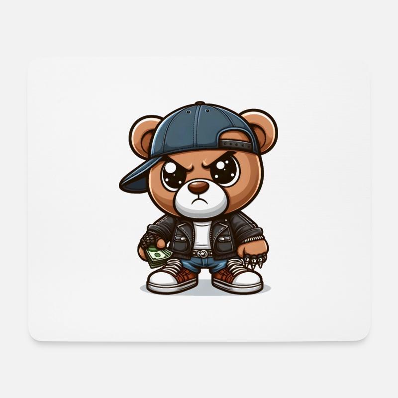 Gangsta-Bär - Mousepad (Querformat) - Weiß