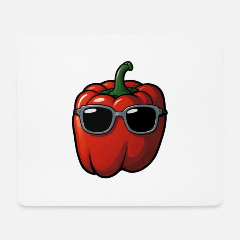 Coole rote Paprika mit Sonnenbrille im Sommer - Mousepad (Querformat) - Weiß