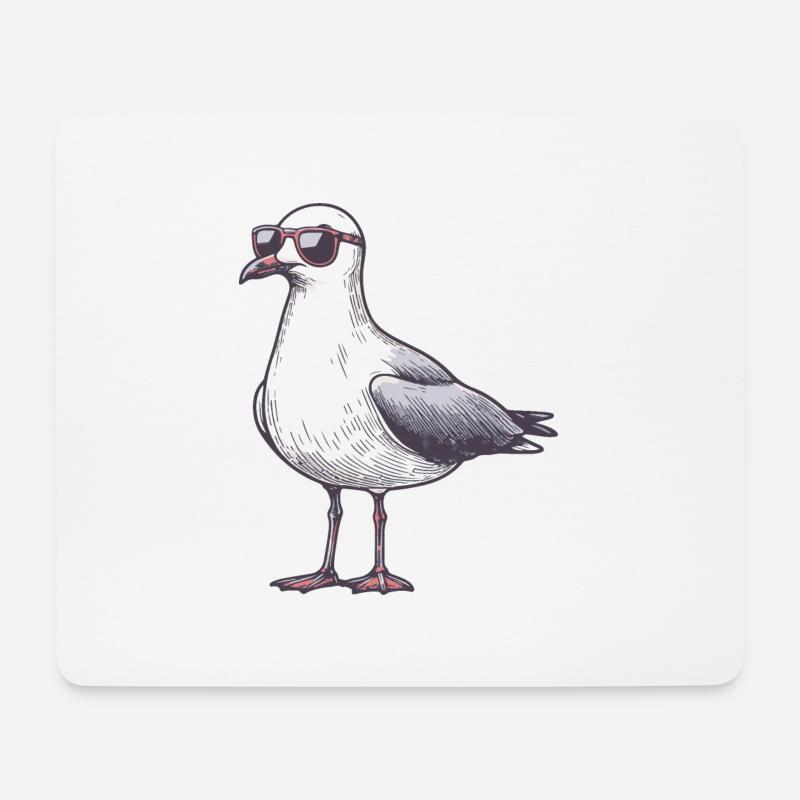 coole möwe mit sonnenbrille - Mousepad (Querformat) - Weiß