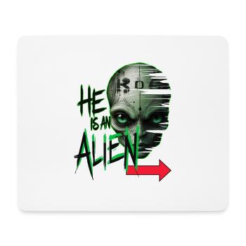 er ist ein Alien - Mousepad (Querformat) - Weiß - Vorne