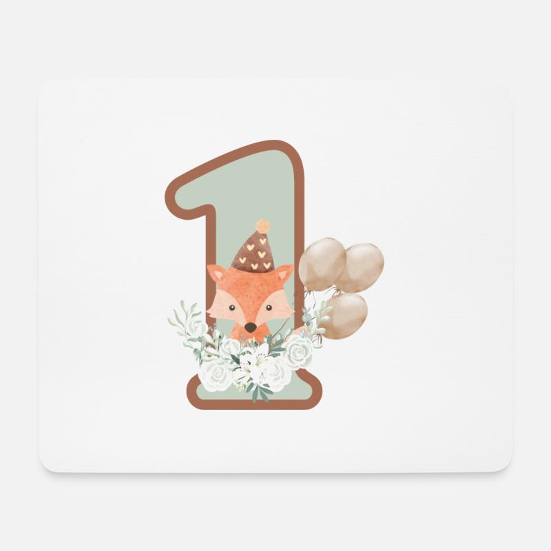 1. Geburtstag Fuchs Blumen - Mousepad (Querformat) - Weiß