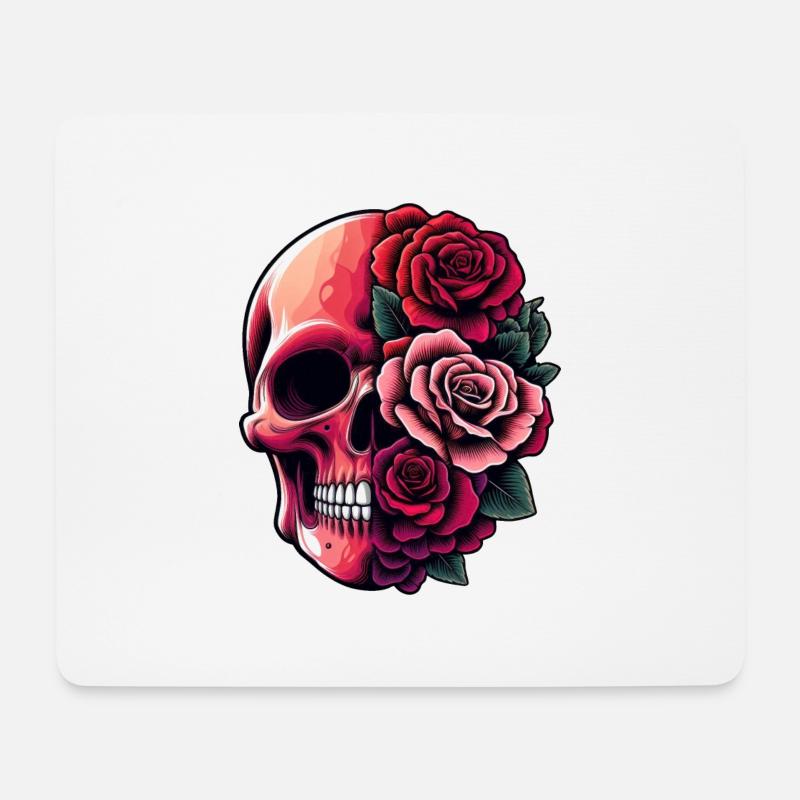 Skull and Bouquet - Mouse Pad (horizontal) - white