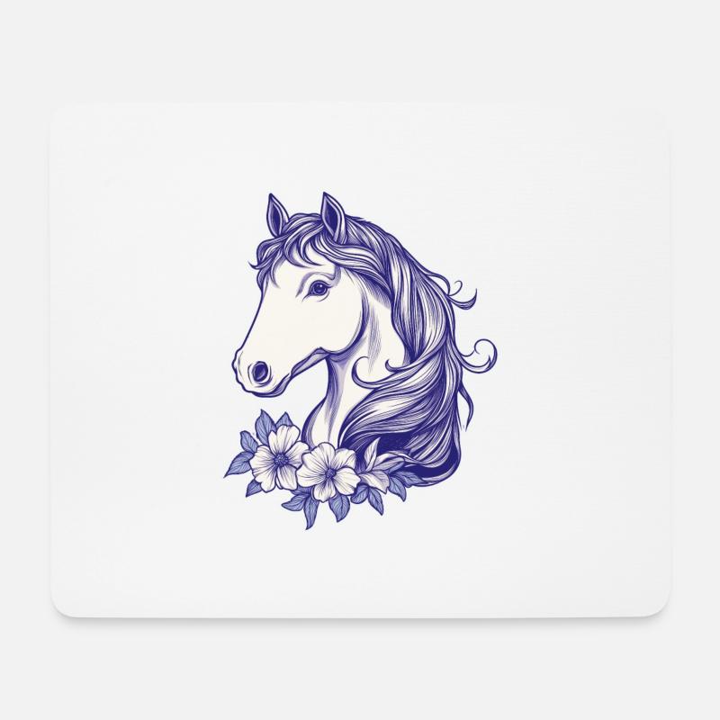 Pferd Kinder - Mousepad (Querformat) - Weiß