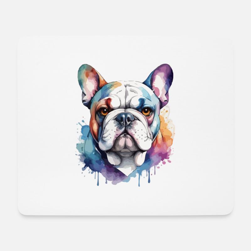 Französische Bulldogge Cool Cool Bunt - Mousepad (Querformat) - Weiß