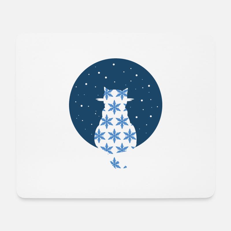 Cat watching snowflakes - Mouse Pad (horizontal) - white