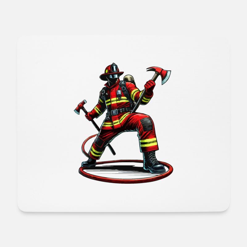 Firefighter Feuerwehr - Mousepad (Querformat) - Weiß