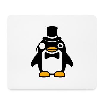 Pinguin Gentleman Sir Herr Zylinder Hut Monokel - Mousepad (Querformat) - Weiß - Vorne