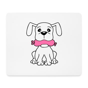 Hund Wurst Maul Hunger Essen Frisst Würstchen Süß - Mousepad (Querformat) - Weiß - Vorne